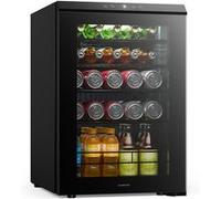 KLARSTEIN Bevora 62 L Réfrigérateur à boissons - Réfrigérateur à boissons avec porte vitrée, commandes tactiles, éclairage LED, température réglable de 1 à 12 °C, 2 clayettes