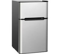 COSTWAY Mini Frigo 90 L 65W Réfrigérateur Séparé à 2 Portes Lumière LED Grand Angle 7 Réglages de Température 0?-10? Argent