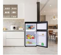 Réfrigérateur à double porte supérieure et inférieure, volume total 72 litres, consommation 120 kWh/year, éclairage LED. [Classe E]