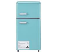 Réfrigérateur à double porte supérieure et inférieure, volume total 72 litres, consommation 120 kWh/year, Classe E，cyan