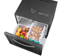 Réfrigérateur à Tiroir-50L-12V/220V-Mini Frigo Encastrable-LED-pour Camping/Bureau/Maison-Noir