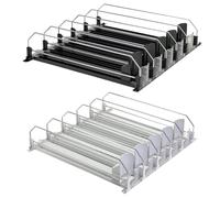 Réfrigérateur automatique Can Organizer - Porte-stockage réglable, rack de distributeur de boissons | Organisateur de plate-forme de réfrigérateur à cinq rangées, stockage d'armoires de cuisine pour l