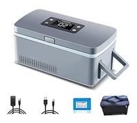 Réfrigérateur/chauffeur à insuline pour médicaments et vaccins, usage extérieur - Boîte à médicaments avec batterie, contrôle intelligent de la température, alarme, 1 batterie incluse