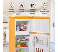 Réfrigérateur classique à deux porte Combinaison de congélateur - 27°c Ş 13°C jaune