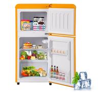 Réfrigérateur combiné - 60L - LED tapis antidérapants - réfrigérant R600A pour protéger l'ozonosphère - jaune