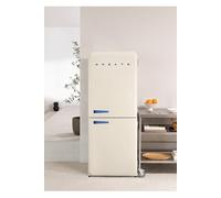 CREATE / RETRO FRIDGE COMBI 185 COBALTO/Réfrigérateur combiné blanc cassé avec poignée bleu cobalt et congélateur 401L / 190W, système No Frost, 3 étagères, 2 tiroirs, 70x65x185 cm