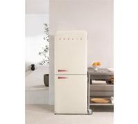 Réfrigérateur combiné de style rétro 401L - FRIDGE RETRO COMBI blanc cassé poignée terracotta Beige G