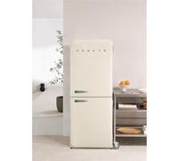 Réfrigérateur combiné de style rétro 401L - FRIDGE RETRO COMBI blanc cassé poignée vert sauge Beige G