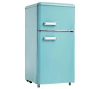 Réfrigérateur combiné de style rétro - LANGTU -Volume total 72L - 2portes - congélation 21L - éclairage LED - 45x44x91cm - bleu