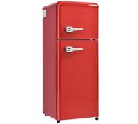Réfrigérateur Combiné Réfrigérateur-Congélateur Rétro, 105,5 Cm, Volume Total 92 Litres, Volume Congélateur 28 L, 116 Kwh/An, éclairage Intérieur LED, Mini Réfrigérateur,Red