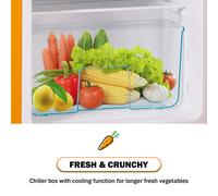 Réfrigérateur combiné rétro 868 cm capacité 60L deux portes faible consommation 102 kWh/an éclairage ED classe E