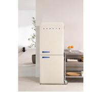 Réfrigérateur combiné de style rétro 401L - FRIDGE RETRO COMBI blanc cassé poignée bleu Beige G
