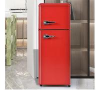 Réfrigérateur combiné rétro rouge - double porte - 92 L - 28 L congélateur