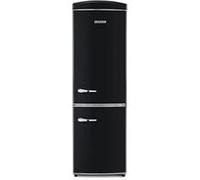 SEVERIN Réfrigérateur Congélateur combiné Total NoFrost, Pose libre, Largeur 60 cm, 315 L, Classe E, Veggibox inclus, Rétro, Noir, RKG 8998
