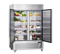 Réfrigérateur Commercial de 38,83 pi³-Duoku-Réfrigérateur Vertical à 2 Porte-Acier Inoxydable-Dégivrage Automatique