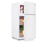 Réfrigérateur Congélateur 100L COSTWAY-2 Étagères en Verre Amovibles-Bac Rangement-2 Porte-Éclairage LED-Silencieux Blanc