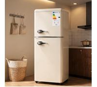 Réfrigérateur congélateur compact 112 L crème, 2 portes, 7 positions, LED, silencieux 45 dB
