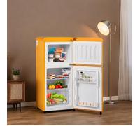 Réfrigérateur-congélateur compact classique jaune 2 portes 60L avec congélateur 22L, 86,8 cm
