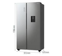 Réfrigérateur-congélateur Hisense RS711N4WCE - side-by-side avec distributeur d'eau - 91.5x67x178.6 cm (lxpxh) - 547 litres - classe E - acier inoxydable