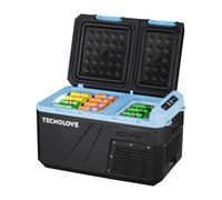 Réfrigérateur de voiture 25 l Mini congélateur portable double zone 12/24 V CC, 110 ~ 240 V AC écran tactile compresseur de contrôle -48,3 °C ~ 7,2 °C pour camping, camion, camping-car, van