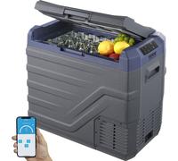 Réfrigérateur de voiture VEVOR, réfrigérateur de voiture 12 volts, congélateur portable à zone unique de 45 l avec lumière intégrée, -20 °C à 20 °C, 12/24 V DC et 100-240 V AC Refroidisseur à compress