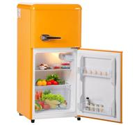 Réfrigérateur Deux Portes 60l, Compartiment Congélateur 22l, LED, Clayettes En Verre Réglables, 102 Kwh/An,Compact Et économe En énergie Pour Cuisine Salon Bureau,Yellow