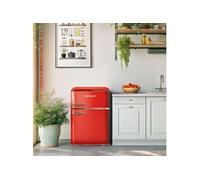 Cecotec Réfrigérateur Congélateur Bolero CoolMarket 2D Origin 86 Red E. 86 L, Clayettes en Verre et Tiroir à Légumes, Classe E, Total No Frost, Contrôle de la Température, Lumière LED, Rétro