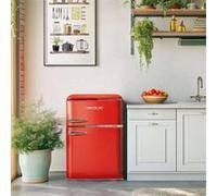 Cecotec Réfrigérateur Congélateur Bolero CoolMarket 2D Origin 86 Red E. 86 L, Clayettes en Verre et Tiroir à Légumes, Classe E, Total No Frost, Contrôle de la Température, Lumière LED, Rétro