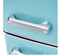 Réfrigérateur double porte 46x45x91 cm EVRYAE - 72 L avec congélateur 21 L, thermostat réglable et LED - Cyan