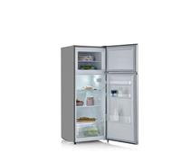 Severin Réfrigérateur Congélateur Haut 2 portes, Pose libre, Longueur 55 cm, 206 litres, Classe E, Veggibox incluse, Gris, DT 8761