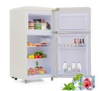 Réfrigérateur, double porte, haut et bas, 72 litres, classe énergétique E, avec éclairage LED,poignée blanche,blanc-KoDise