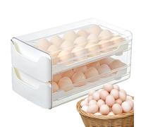 Réfrigérateur pour récipients à œufs : stockage d'œufs empilable à double niveau, support transparent, plateau d'organisation des aliments pour la cuisine, récipient