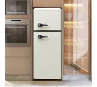 Réfrigérateur Rétro 2 Portes FLASIDU, Petit Réfrigérateur Compact Blanc pour Cuisine et Appartement, 64L 45dB,110*48*46cm