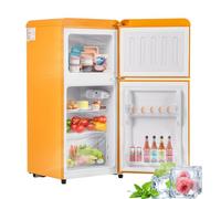 Réfrigérateur Rétro 60 L, Mini-Réfrigérateur Avec Congélateur, Combiné Réfrigérateur-Congélateur, Compartiment Congélateur 22 L, Compartiment Réfrigérateur 38 L, 102 Kwh/An,Yellow