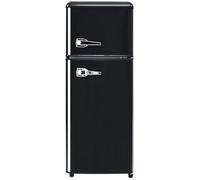 Réfrigérateur Rétro 92L, Combiné Réfrigérateur-Congélateur/Réfrigérateur 105,5 Cm X 41 Cm X 45,5 Cm Avec Compartiment Congélateur 28L, Balconnets Et Clayettes En Verre. 116 Kwh/An,Black