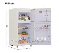 Réfrigérateur Retro Blanc 72 Litres Double Porte Classe Énergie E 120 kWh/an Éclairage LED