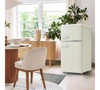 Réfrigérateur Rétro,Combiné Réfrigérateur-Congélateur,Double Porte Supérieure Et Inférieure,Capacité Totale 72L,Avec Congélateur 21L,120Kwh/An,éclairage LED,Classe énergétique E,White