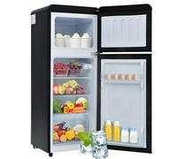 Réfrigérateur Rétro. Combiné Réfrigérateur-Congélateur, Hauteur 105,5 Cm, Largeur 41 Cm, Deux Portes, Capacité Totale 92 Litres, Congélateur 28 Litres, 116 Kwh/An, -27 °c ~ 13 °c,Black