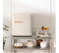 Réfrigérateur rétro - Create - 48L - Esthétique années 50 - Blanc cassé - Or