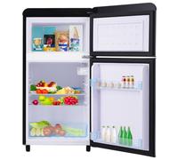 Réfrigérateur rétro double porte noir 72 L avec congélateur 21 L LED