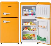Réfrigérateur rétro Merax Réfrigérateur/congélateur BCD-86, Réfrigérateur vintage, étagère et pieds réglables, double porte et LED, 87 cm de haut,60 L, Jaune