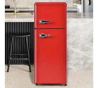 Réfrigérateur Rétro, Petit Réfrigérateur Avec Compartiment Congélateur, Mini Réfrigérateur, Volume Total De 92 Litres, Avec Volume De Congélateur De 28 Litres, 116 Kwh/An,Red