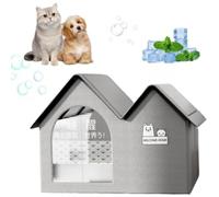 Réfrigérateur ventilé pour chat | Niche rafraîchissante pour chien | 10 blocs réfrigérants inclus | Grande niche imperméable pour chien et chat - Niche climatisée pour l'extérieur et l'intérieur (37 x