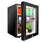 Réfrigérateur vertical une porte 55w, mini petit bar frigo 40L | Acier inoxydable, 28 db, plage température 8-15 °c ; mini-réfrigérateur comptoir pour chambre d'étudiant ou appartement.