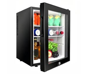 Réfrigérateur vertical une porte 55w, mini petit bar frigo 40L | Acier inoxydable, 28 db, plage température 8-15 °c ; mini-réfrigérateur comptoir pour chambre d'étudiant ou appartement.