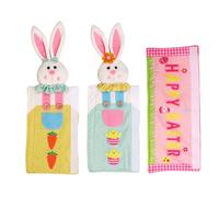 Refrigerator Handle Covers - Appliance Door Grip Guard, Easter Bunny Sleeve with Anti Slip Fit, Kitchen Accessory Soft Fabric Washable Set, Long Handle Protector for Fridge Freezer Microwave