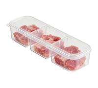 Refrigerator Storage Containers - Stackable Divided Organizer Bins Secure Lid Fresh Food Keeper Clear Space Saving Design Durable Reusable | Yogurt Snack Fruit Scallion Ginger Garlic Kitchen Pantry