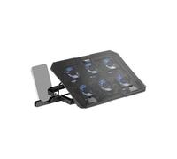 Mars Gaming MNBC23, Base de Refroidissement et Support 16", 6 Ventilateurs Contrôlables avec LED Bleue, Stand 6 Positions, Support Smartphone, 2 USB 2.0, Noir