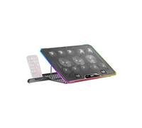Refroidissement Base et Stand ARGB 17" MNBC13, 13x Ventilateurs, Stand 8 Positions, Support Smartphone Noir