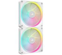 CORSAIR iCUE Link LX140 RGB 140 mm PWM Ventilateurs Paquet Double - Double Boucles Lumineuses - Inclut iCUE Link System Hub - Technologie CORSAIR AirGuide - Blanc